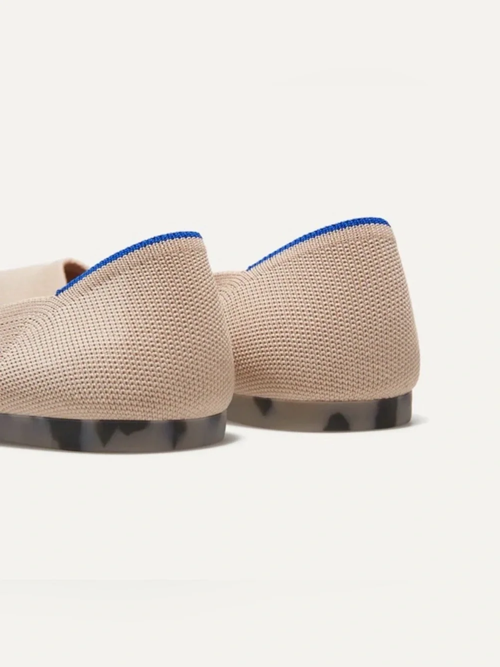 Rothy's The Point OG Flats Ecru Tortoiseshell Sole Neutral Washable Knit Shoes 8